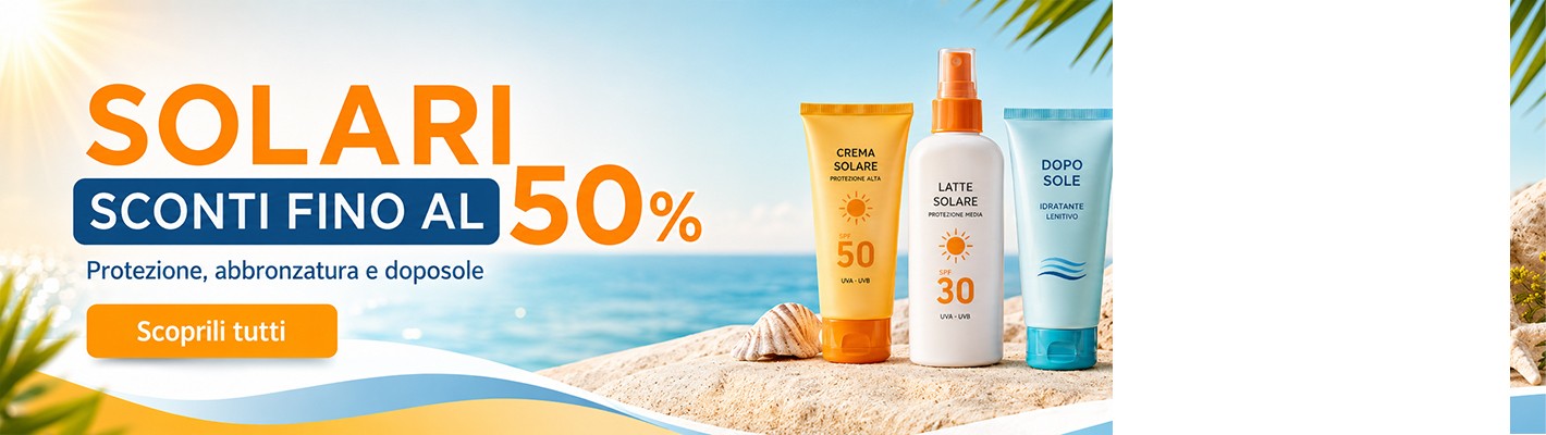 Proteggi la tua estate con i solari in offerta: sconti fino al 50% su protezione, abbronzatura e doposole.